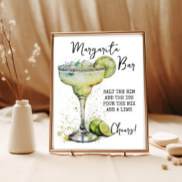 Modern Elegante Watercolor Margarita Bar Sign Sockelschild