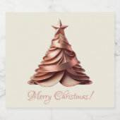 Modern Elegante Weihnachtsbaum-Rose Gold Alkoholflaschenetikett (Einzelnes Label)