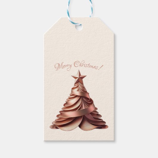 Modern Elegante Weihnachtsbaum-Rose Gold Geschenkanhänger (Vorderseite)