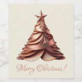 Modern Elegante Weihnachtsbaum-Rose Gold Weinetikett (Einzelnes Label)