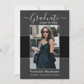 Modern | Eleganter Black Gray 1 Foto Abschluss Ankündigung (Vorderseite)