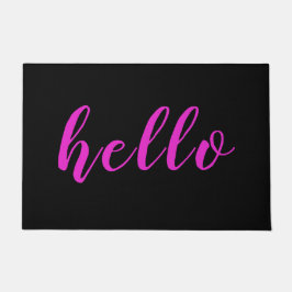 Modern Eleganter Chic Spaß Rosa Hallo Schwarz Fußmatte