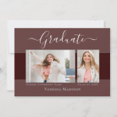 Modern | Eleganter Dusty Rose 2 Foto Abschluss Ankündigung (Vorderseite)