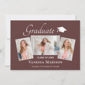 Modern | Eleganter Dusty Rose 3 Foto Abschluss Ankündigung (Vorderseite)