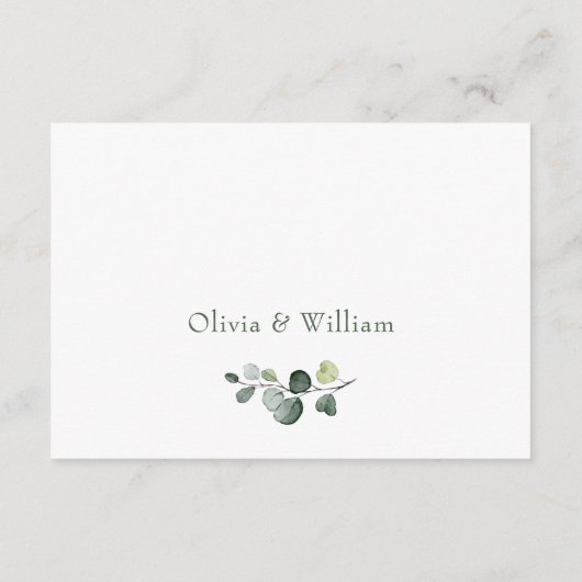 Modern Eleganter Eukalyptus-Wreath-Rahmen Foliage Begleitkarte (Rückseite)