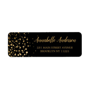Modern Eleganter Gold Glitzer Confetti Script Blac