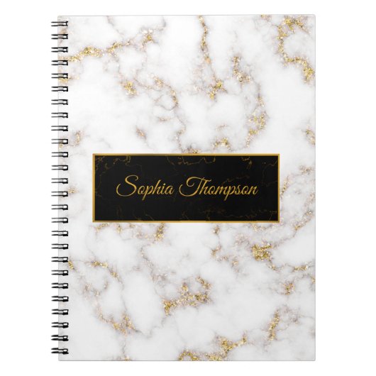 Modern eleganter Name aus weißem Gold - Notebook Notizblock (Vorderseite)