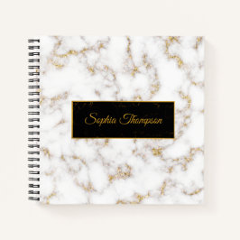Modern eleganter Name aus weißem Gold - Notebook Notizblock