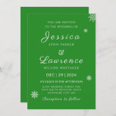 Modern Eleganter Wald Grün Winterhochzeit Einladung (Vorne/Hinten)