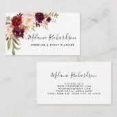 Modern Elegantes Burgund Rosa Wasserfarben Visitenkarte (Vorne/Hinten)