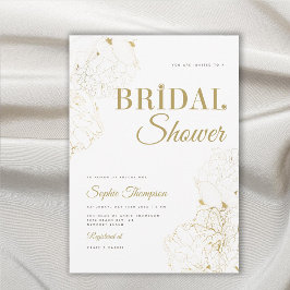 Modern Elegantes Gold Peonies Sketch Brautparty Einladung
