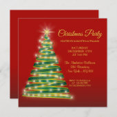 Modern Elegantes Red Gold Green Christmas Tree Par Einladung (Vorne/Hinten)