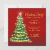 Modern Elegantes Red Gold Green Christmas Tree Par Einladung (Vorderseite)
