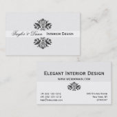 Modern| Elegantes Schwarz-weißes Zierlogo Visitenkarte (Vorne/Hinten)