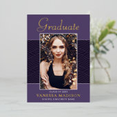 Modern | Elegantes Script 1 Foto Foil Grad Card Folieneinladung (Stehend vorne)
