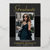 Modern | Elegantes Script 1 Foto Foil Grad Card