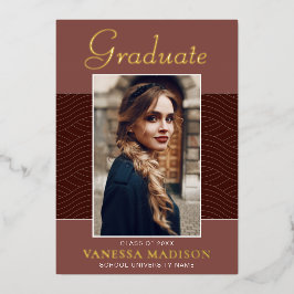 Modern | Elegantes Script 1 Foto Foil Grad Card Folieneinladung
