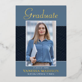 Modern | Elegantes Script 1 Foto Foil Grad Card Folieneinladung