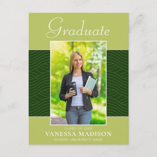 Modern | Elegantes Script Forest Olive Green 2 Fot Postkarte (Vorderseite)