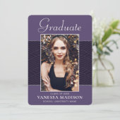 Modern | Elegantes Script Lila Violet 1 Foto Grad Ankündigung (Stehend Vorderseite)