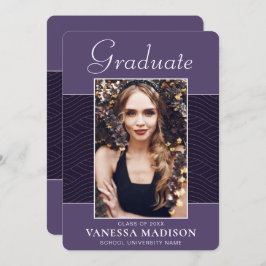 Modern | Elegantes Script Lila Violet 1 Foto Grad Ankündigung