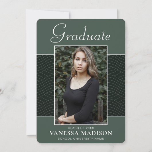 Modern | Elegantes Script Mint Green 1 Foto Grad Ankündigung (Vorderseite)