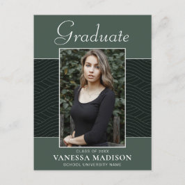 Modern | Elegantes Script Mint Green 1 Foto Grad Postkarte