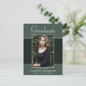 Modern | Elegantes Script Mint Green 1 Foto Grad Postkarte (Stehend Vorderseite)