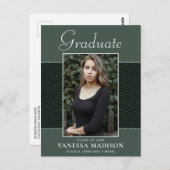 Modern | Elegantes Script Mint Green 1 Foto Grad Postkarte (Vorne/Hinten)