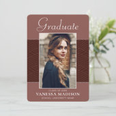 Modern | Elegantes Script Terracotta 1 Foto Grad Ankündigung (Stehend Vorderseite)