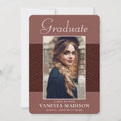 Modern | Elegantes Script Terracotta 1 Foto Grad Ankündigung (Vorderseite)