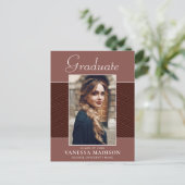 Modern | Elegantes Script Terracotta 1 Foto Grad Postkarte (Stehend Vorderseite)