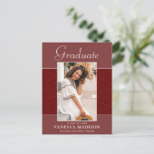 Modern | Elegantes Script Terracotta Red 2 Foto Postkarte (Stehend Vorderseite)