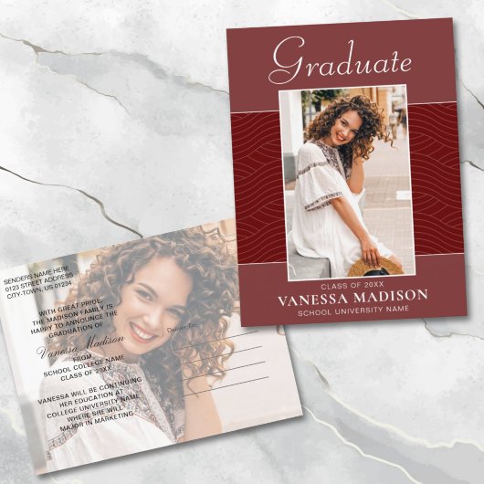 Modern | Elegantes Script Terracotta Red 2 Foto Postkarte