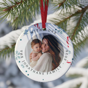 Modern Elegantes Weihnachtsfoto  Keramik Ornament