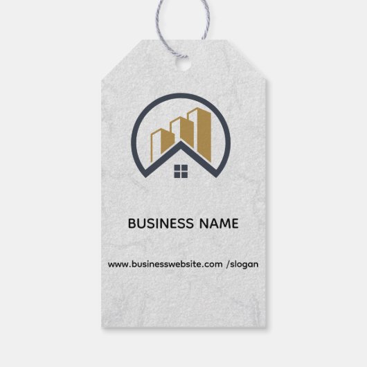 Modern Elegantes Weißes Anwesen Geschenkanhänger (Rückseite)