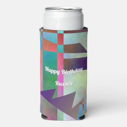 Modern Elemental Pattern Happy Birthday Selters Dosenkühler (Seltzer Vorderseite)