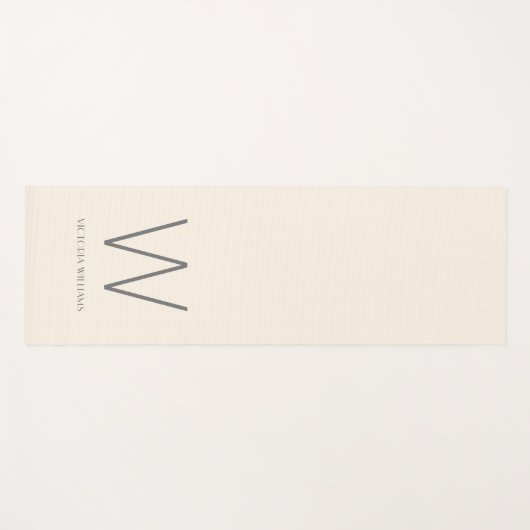 Modern Elfenbeingrau minimalistischer Monogramm-Na Yogamatte (Vorderseite (Horizontal))