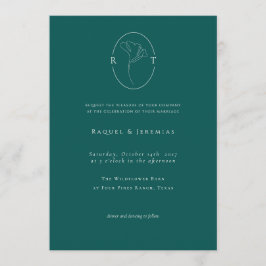 Modern Emerald Botanical Monogram Wedding Einladung