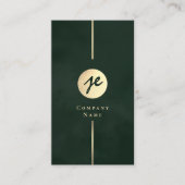Modern Emerald Dark Green Luxe Monogram Visitenkarte (Vorderseite)