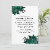 Modern Emerald Floral Garden Wedding Invitation Einladung (Stehend Vorderseite)