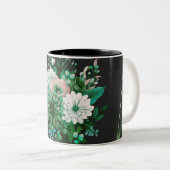 Modern Emerald Floral Garden Wedding Invitation Zweifarbige Tasse (VorderseiteRechts)