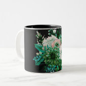 Modern Emerald Floral Garden Wedding Invitation Zweifarbige Tasse (Vorderseite Links)