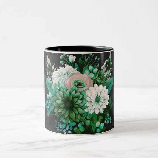 Modern Emerald Floral Garden Wedding Invitation Zweifarbige Tasse (Mittel)