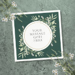 Modern Emerald Gold Eucalyptus Greenerage Foliage Serviette<br><div class="desc">Diese elegante botanische Serviette mit ihren zarten Blätter in Aquarellgrün auf einem smaragdgrünen Hintergrund kann mit Ihrer eigenen Botschaft personalisiert werden. Ideal für Hochzeiten,  Brautpartys,  Babyduschen,  Taufe,  Verlobungsfeiern,  Jubiläumsfeiern und Geburtstagsfeiern. Entwickelt von Thisisnotme©</div>