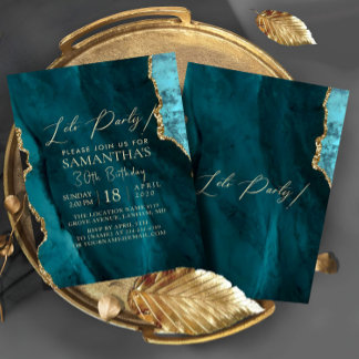 Modern Emerald Gold Geburtstagsparty Einladung