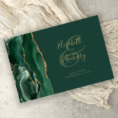 Modern Emerald Green Agate Gold Script Gästebuch