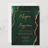 Modern Emerald Green Agate Script Photo Wedding Einladung (Vorderseite)
