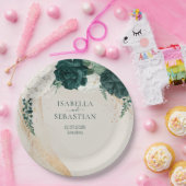 Modern Emerald Green Beige Floral Elegance Pappteller (Party)