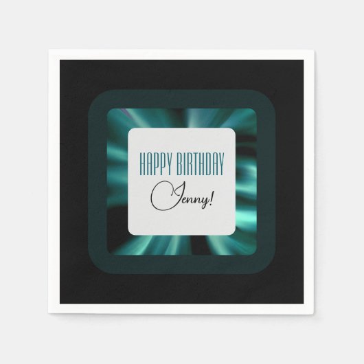 Modern Emerald Green Black und White Serviette (Vorderseite)